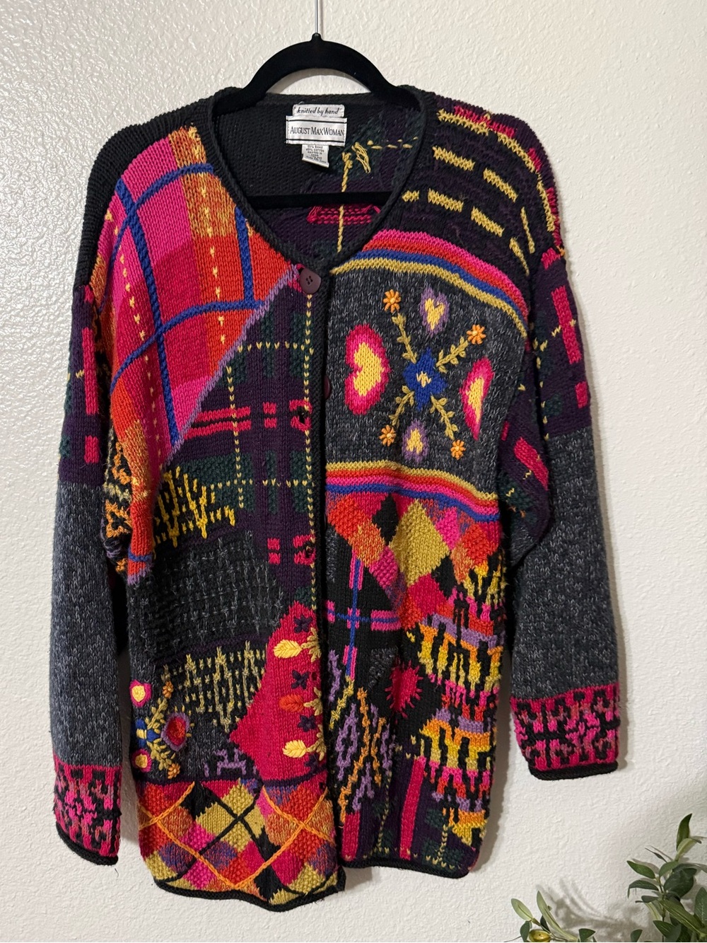August Max Woman Vintage 1980s / 1990s Patchwork Cardigan
